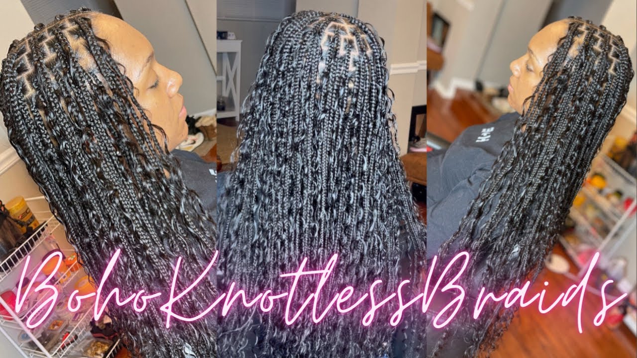 How-To-Boho-Knotless-Box-Braids-With-Human-Hair-Curls-Hair-Detals-How-Many-Pieces-Added